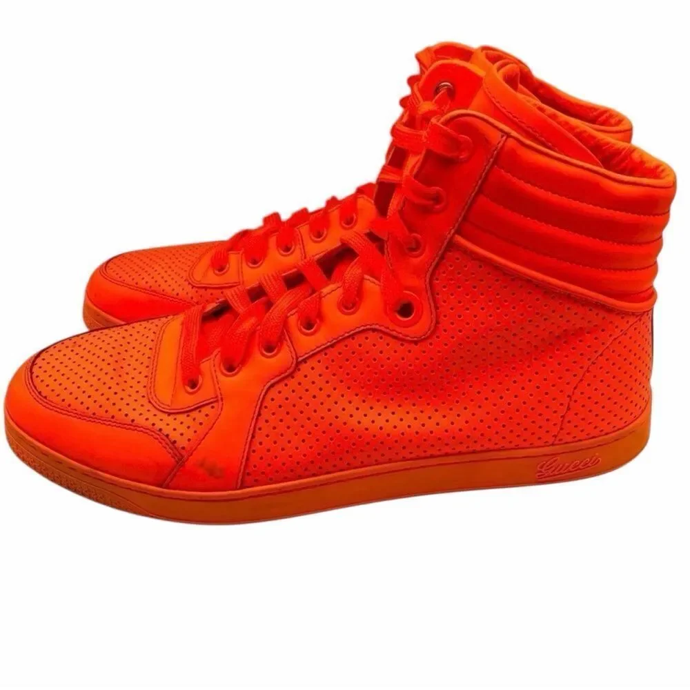 Gucci-Authentic-Men’s Neon Orange Sneakers Size 10G